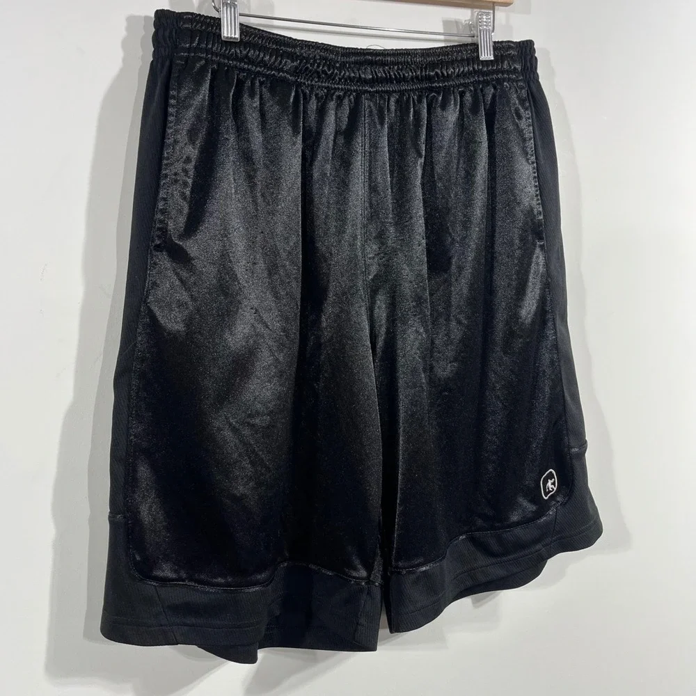 AND1 Dazzle Black Satin Basketball Shorts Athletic Mens XL Streetwear Hip Hop